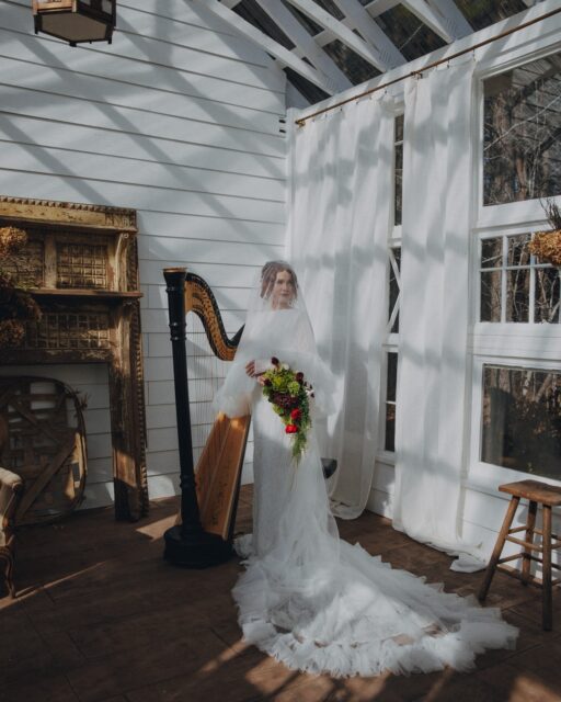 The kind of shoot that feels like a fairytale. ♥️ The dreamy light, vintage details…the whole day felt like magic. ✨
•
•
•
venue: @goldhillpinesgreenhouse
makeup: @xtinembeauty
hair: @carolinecartierhair
florals: @jensencreationsnc
rentals: @finefiestadecor
gowns: @annemariebridaldesigns
model: @sadieloveschrist 
harpist: @jennysmusicstudio
host: @goldenhourbykp